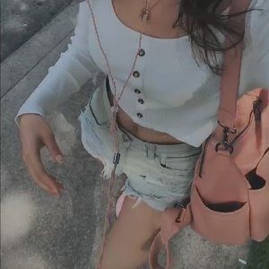 Barely used Pink Leather Backpack Multifunction work and school bags